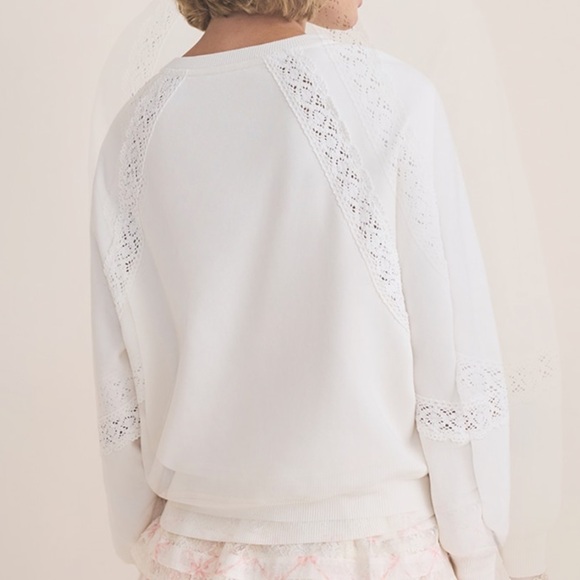 Francesca's Collections Cream Lace Detail Sweatshirt - Picture 2 of 3